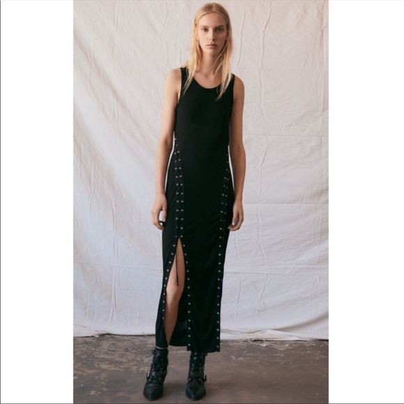 All Saints Miller Black Maxi Dress XS - Picture 2 of 9